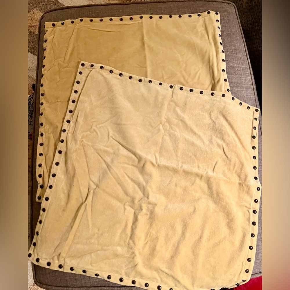 West Elm velvet pillow covers (2) with metal grommets 20X20
